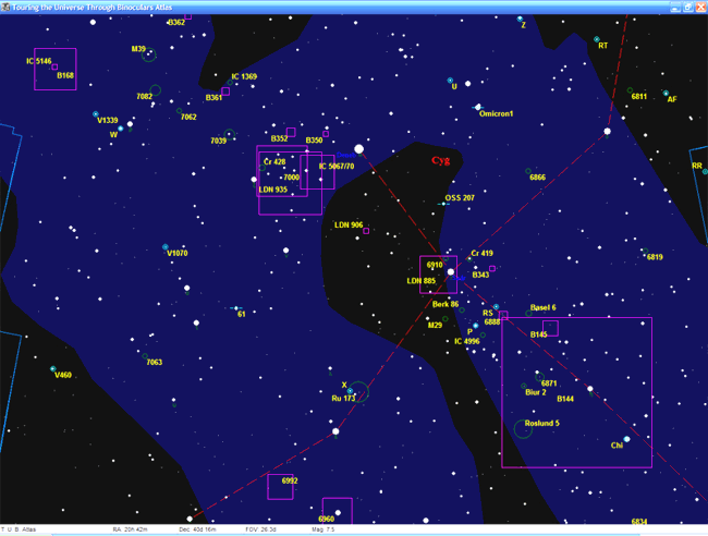 Поисковая карта для созвездия Лебедь