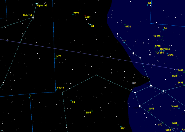 Созвездие Стрелец. Карта для бинокля