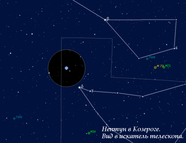 Нептун среди звезд созвездия Козерог в сентябре 2010
