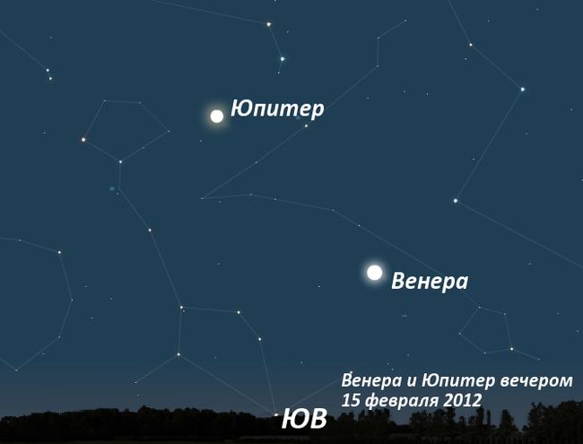 Юпитер и Венера в феврале 2012
