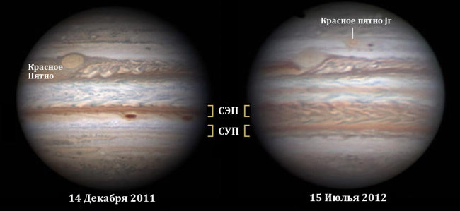 Изменение в поясах Юпитера